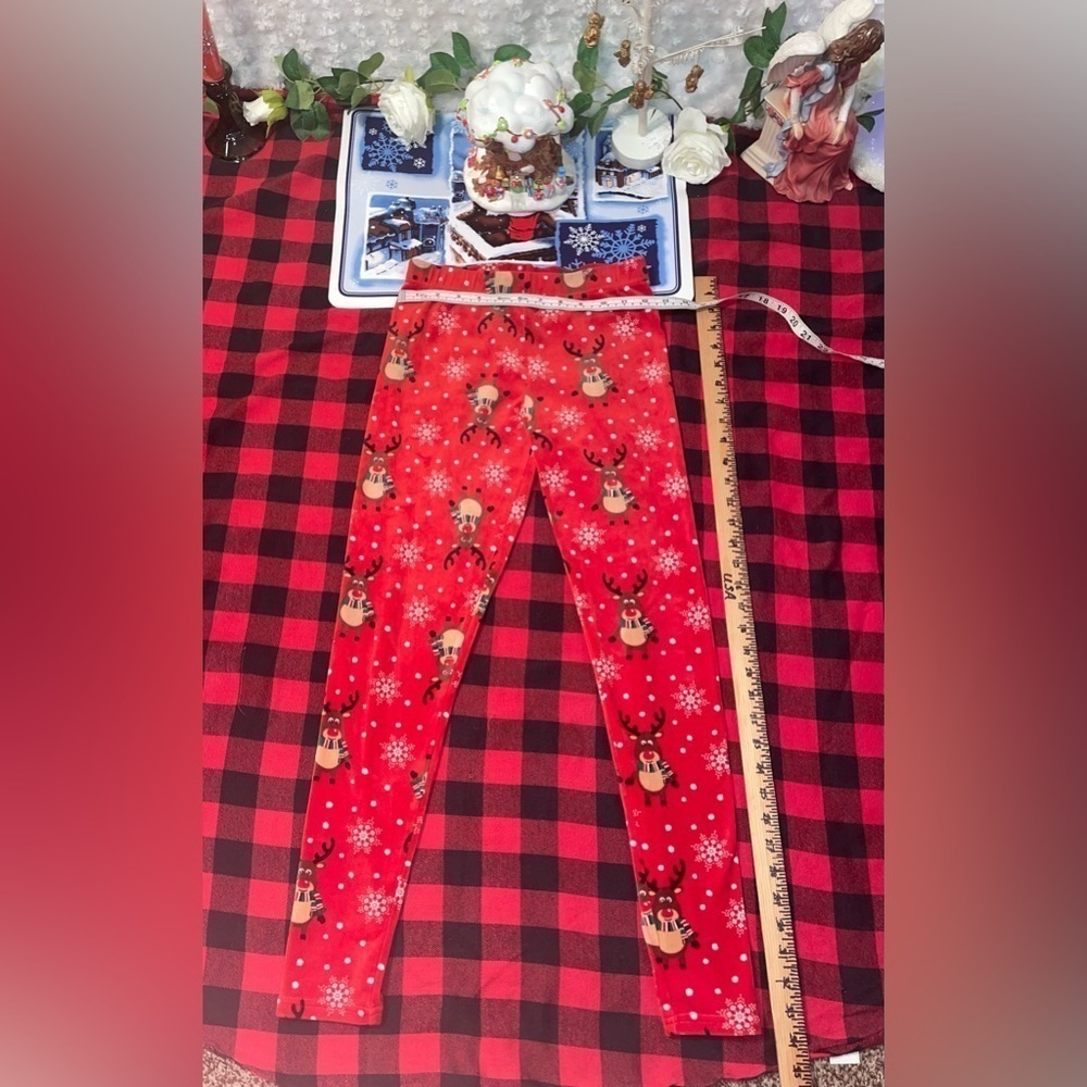No Boundaries Christmas Reindeer Red Leggings for Girls Size M(7-9) for Girls - Picture 5 of 6